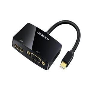 UGREEN 20422 Mini DisplayPort to HDMI VGA Adapter - 4K Thunderbolt 2, 2-in-1 Mini DP Converter (Black)