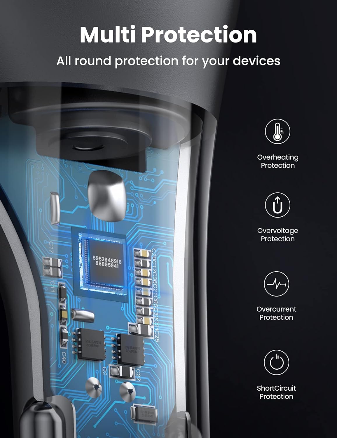 UGREEN 60712 Dual Port Single Extension PD 84W Car Charger