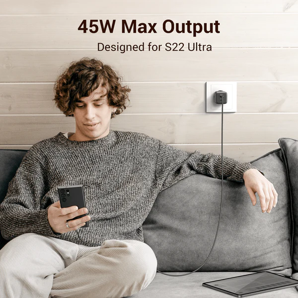 UGREEN 90573 NEXODE Dual USB-C 45W GAN Fast Charger (Gray) Compatible for iPhone 17/16/15