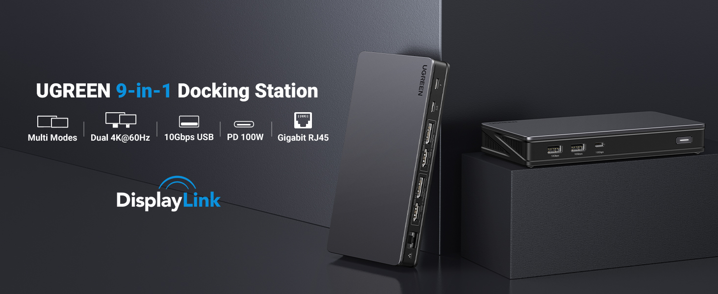 UGREEN 90912 Revodok Pro 209 USB C Triple Display Docking Station 9-in-1 Dual Monitor 4K@60Hz UGREEN 90912 Revodok Pro 209 USB C Triple Display Docking Station 9-in-1 Dual Monitor 4K@60Hz