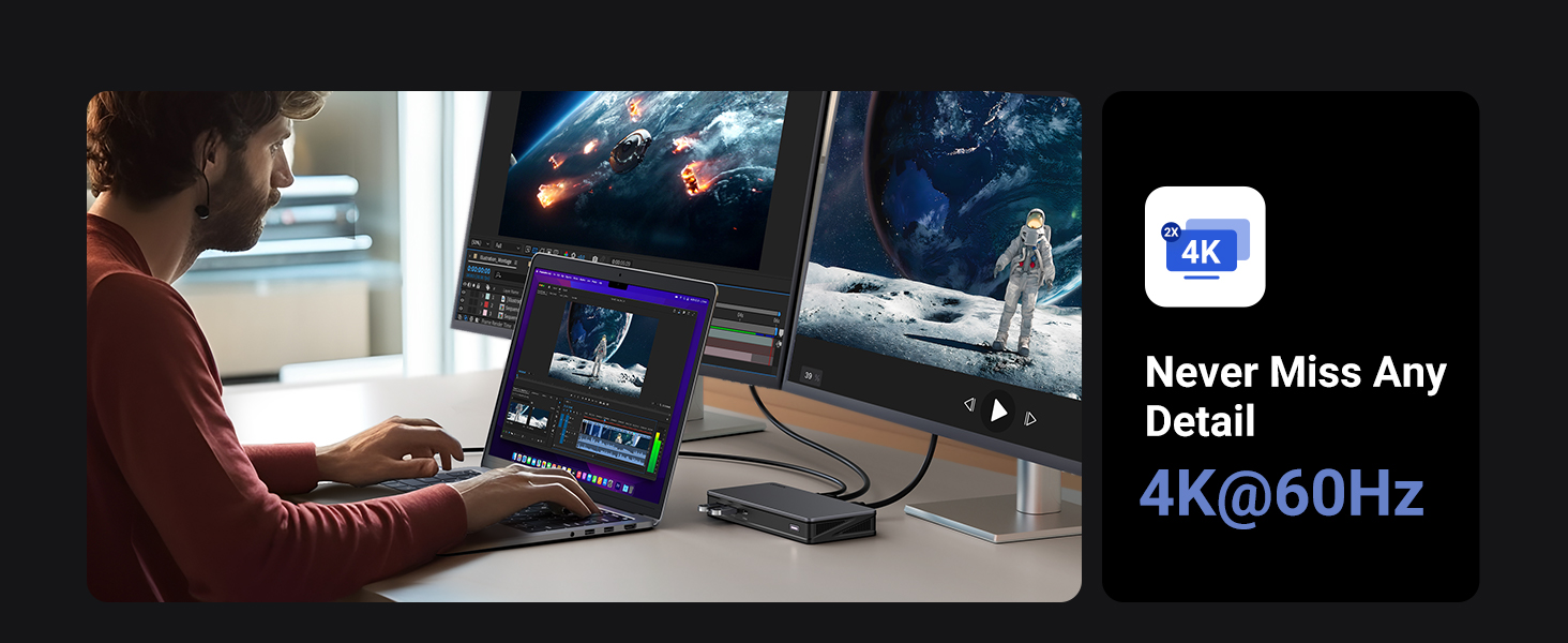 UGREEN 90912 Revodok Pro 209 USB C Triple Display Docking Station 9-in-1 Dual Monitor 4K@60Hz UGREEN 90912 Revodok Pro 209 USB C Triple Display Docking Station 9-in-1 Dual Monitor 4K@60Hz