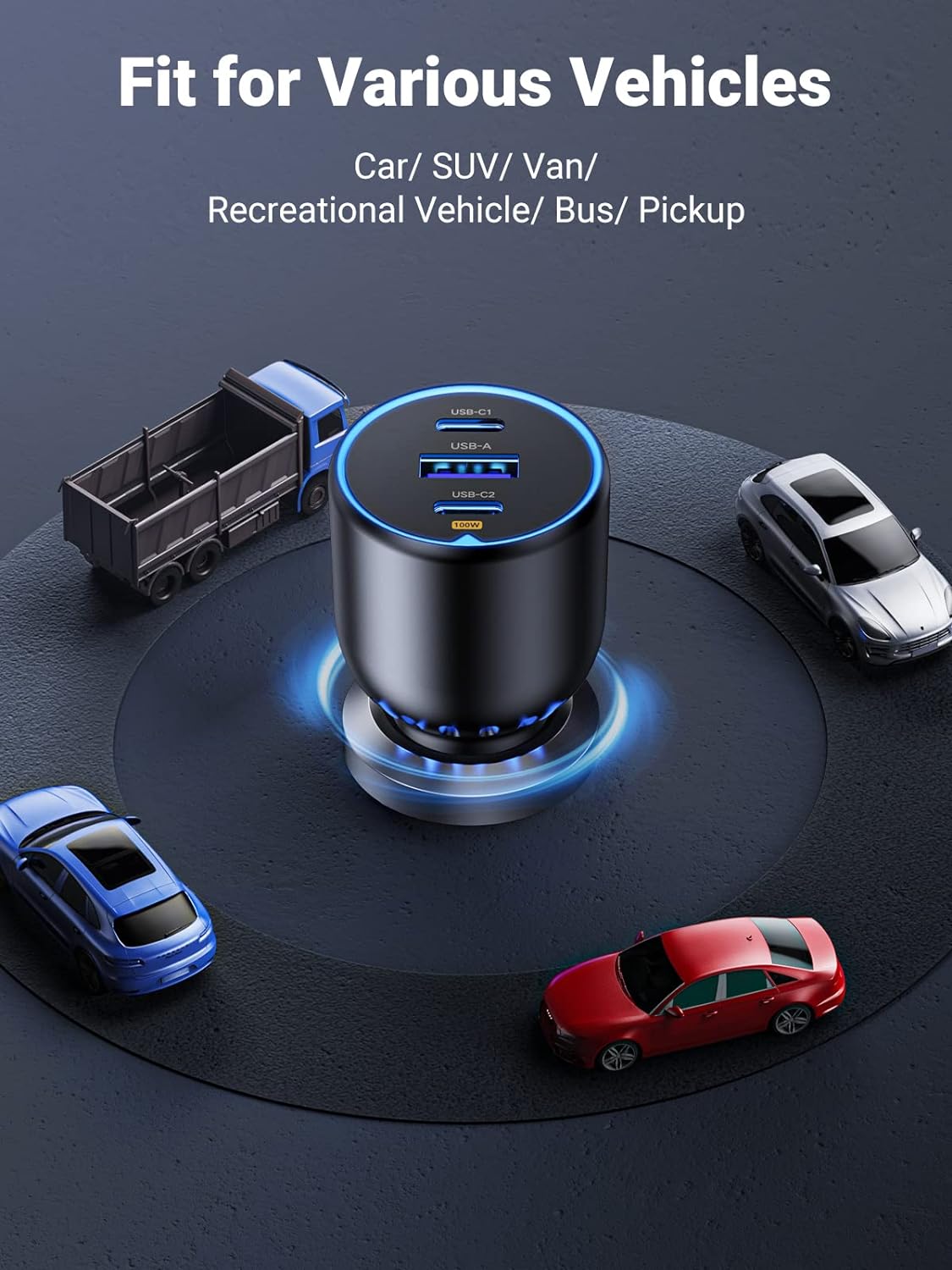 UGREEN 90889 130W USB C Car Charger, PD 100W +PD 30W Type C Car Charger Adapter, Fast Charging Car Charger