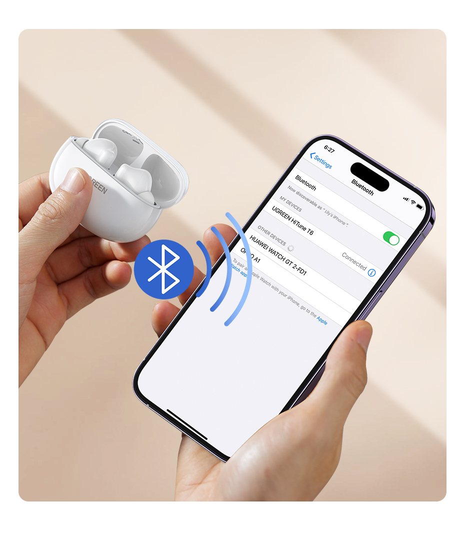 UGREEN 15158 HiTune T6 ANC TWS Wireless Earbuds with Active Noise Cancellation, Hi-Res LDAC, Bluetooth 5.3 Perfect for iPhone 17 Pro Max
