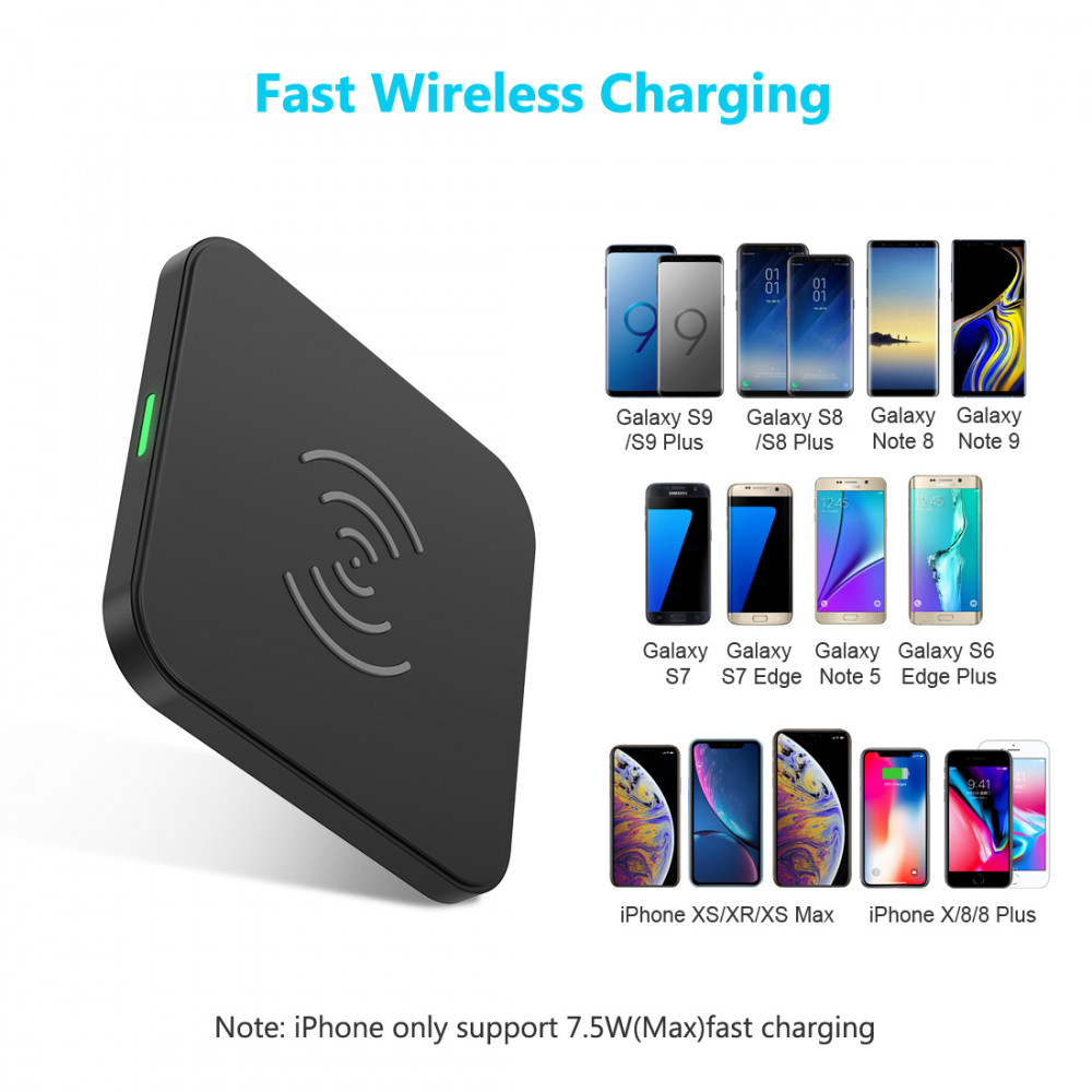 CHOETECH T511S CHOETECH QI Certified 10W-7.5W Fast Wireless Charger Pad
