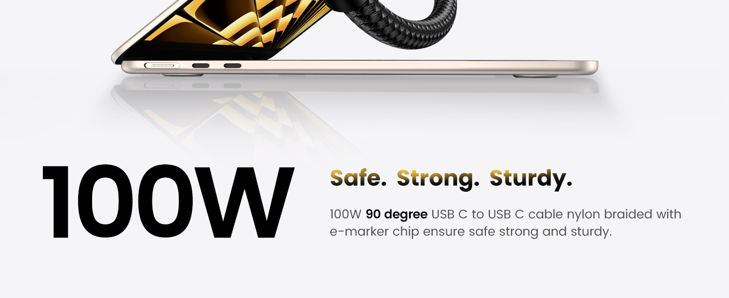 UGREEN 70645 100W USB C Cable 90 Degree Type C Charging Cable (2 Meter) UGREEN 70645 100W USB C Cable 90 Degree Type C Charging Cable 2M