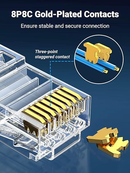 UGREEN 50962 RJ45 CAT6 Gold Plated Connectors (50 Pieces)