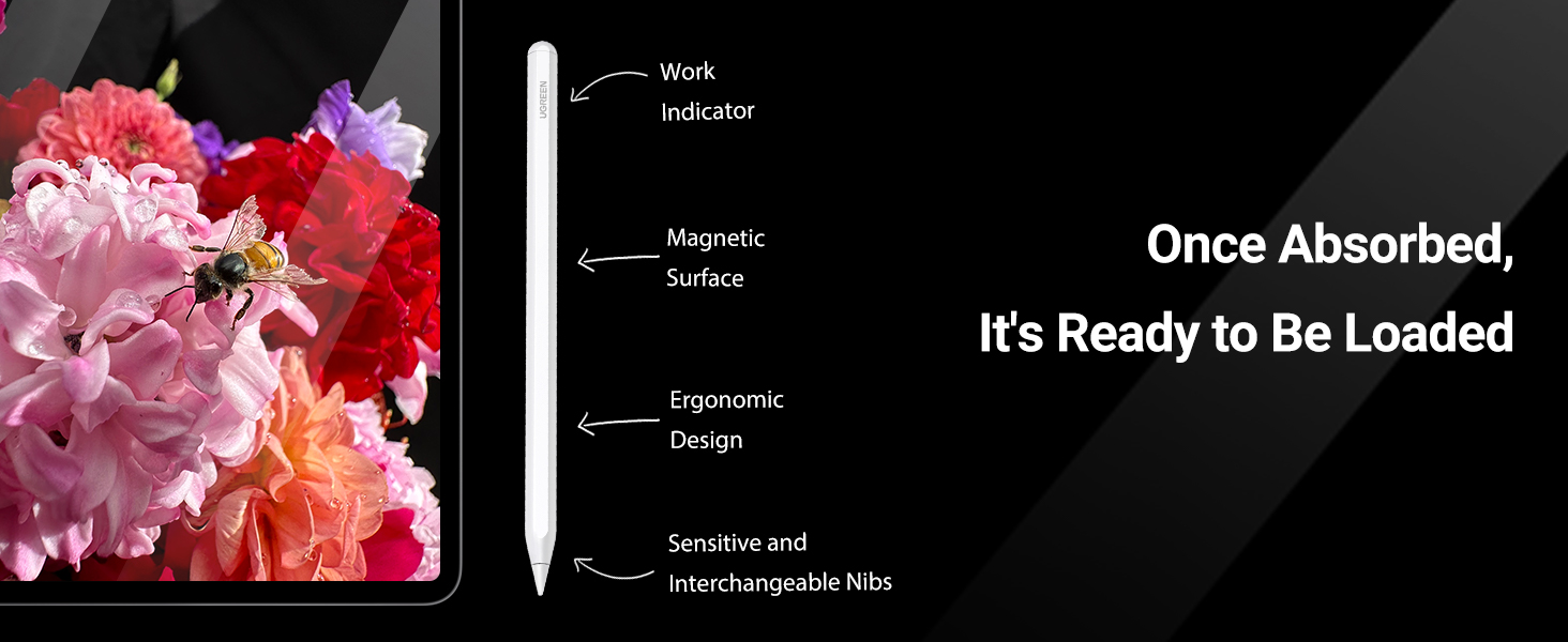 UGREEN 15060 Smart Stylus Pen for Apple iPad Magnetic Wireless Charge 2nd Generation UGREEN 15060 Smart Stylus Pen for Apple iPad Magnetic Wireless Charge 2nd Generation