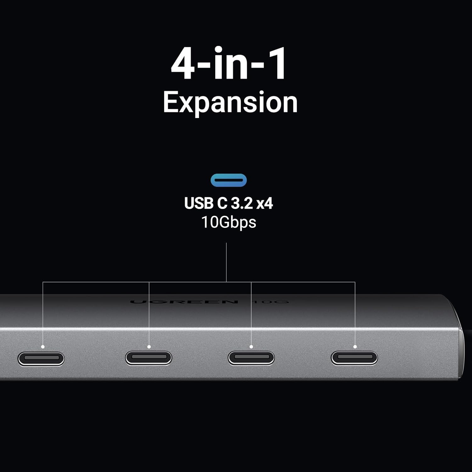 UGREEN 15651 USB C Hub Gen2 10Gbps 4 Ports USB-C 3.2 High-Speed USB-C Multiport Splitter