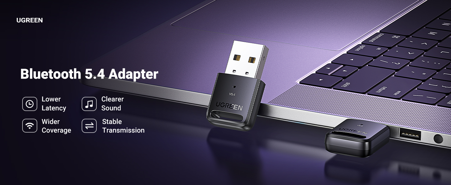 UGREEN 35058 USB Bluetooth 5.4 Adapter for PC, Plug & Play for Windows 11/10/8.1 UGREEN 35058 USB Bluetooth 5.4 Adapter for PC, Plug & Play for Windows 11/10/8.1