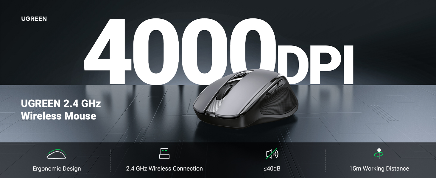 UGREEN 90855 Wireless Mouse 2.4G USB Receiver with Ergonomic Design UGREEN 90855 Wireless Mouse 2.4G USB Receiver with Ergonomic Design
