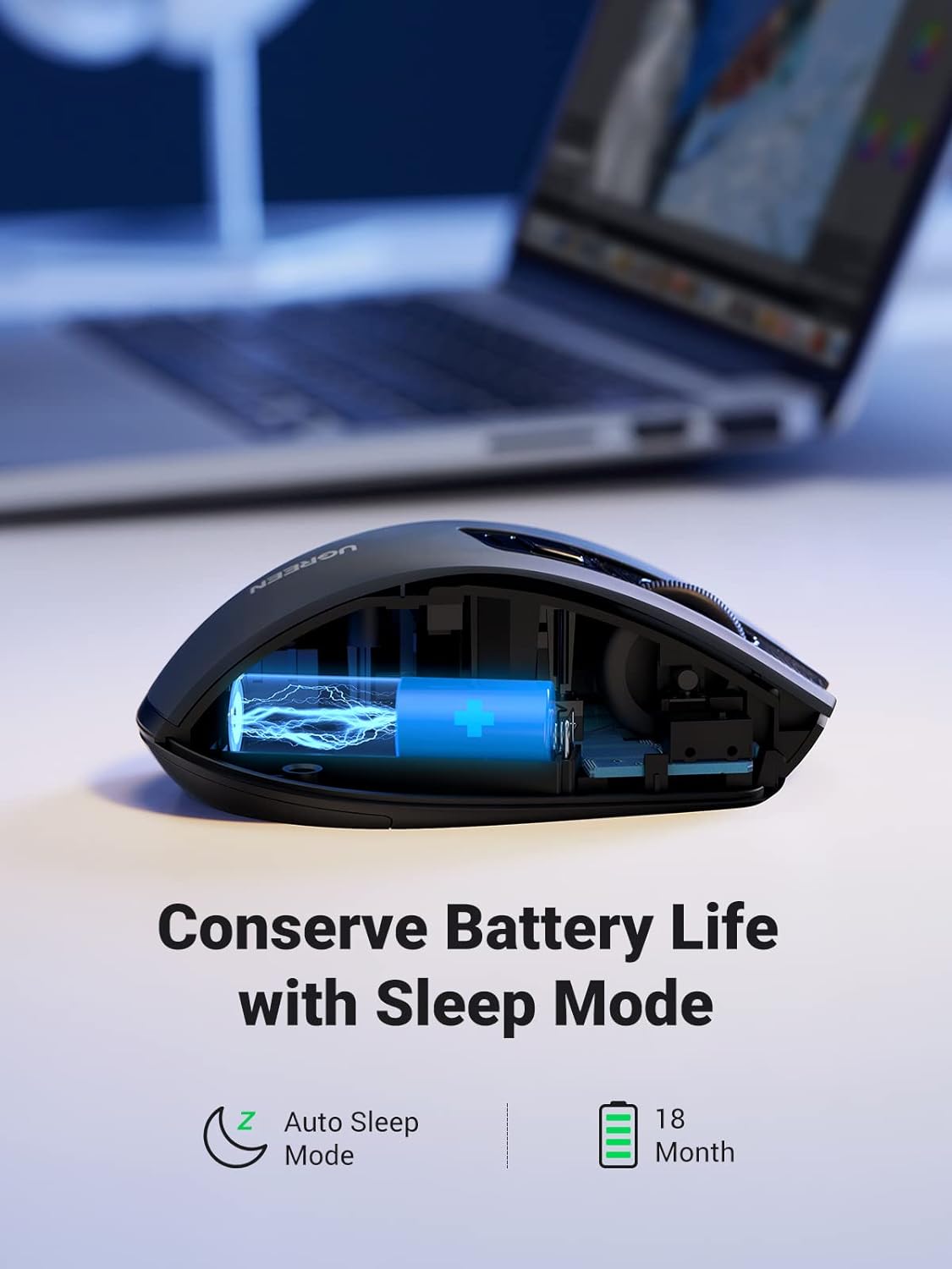 UGREEN 90855 Wireless Mouse 2.4G USB Receiver with Ergonomic Design