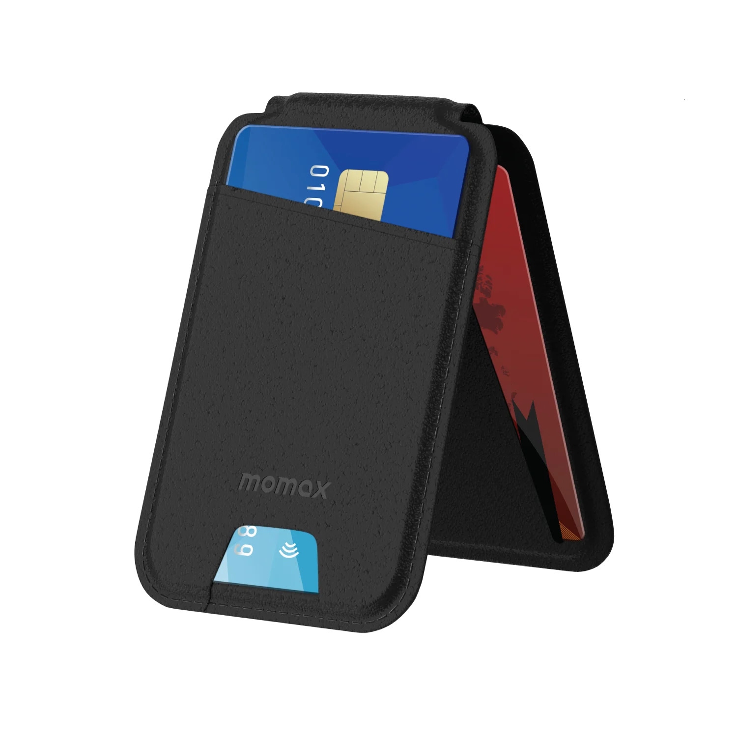 MOMAX 1-Wallet SR29E Magnetic Mobile Stand Card Holder (Black)
