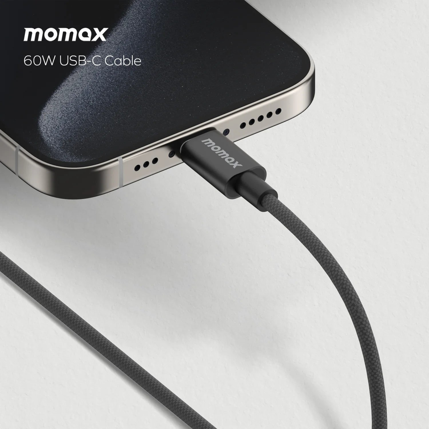 MOMAX DC30D Elite 60W USB-C to USB-C Nylon Braided Cable (1.5 Meter) Black