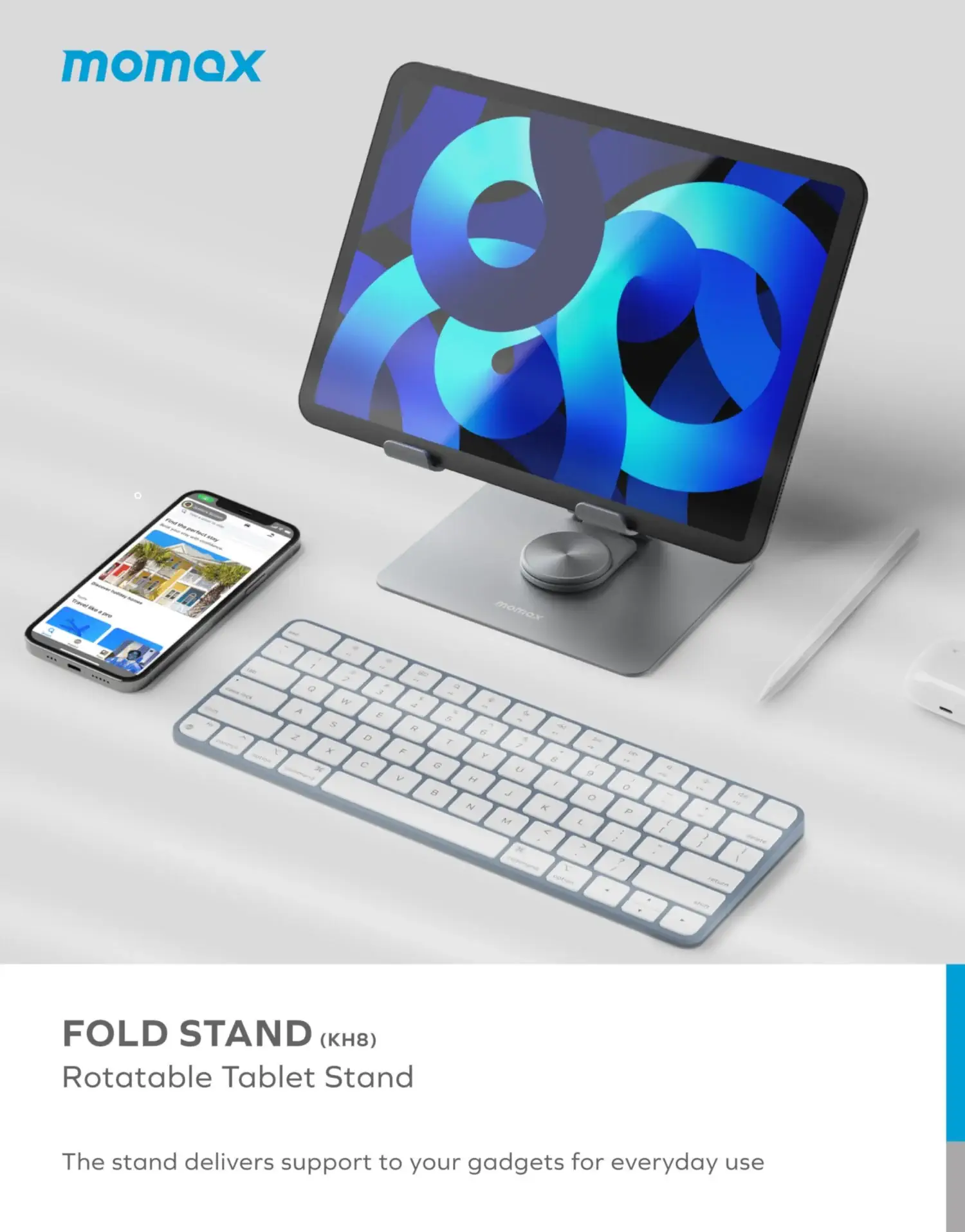 MOMAX KH8E Fold Stand 360 Rotatable Metal Tablet Stand
