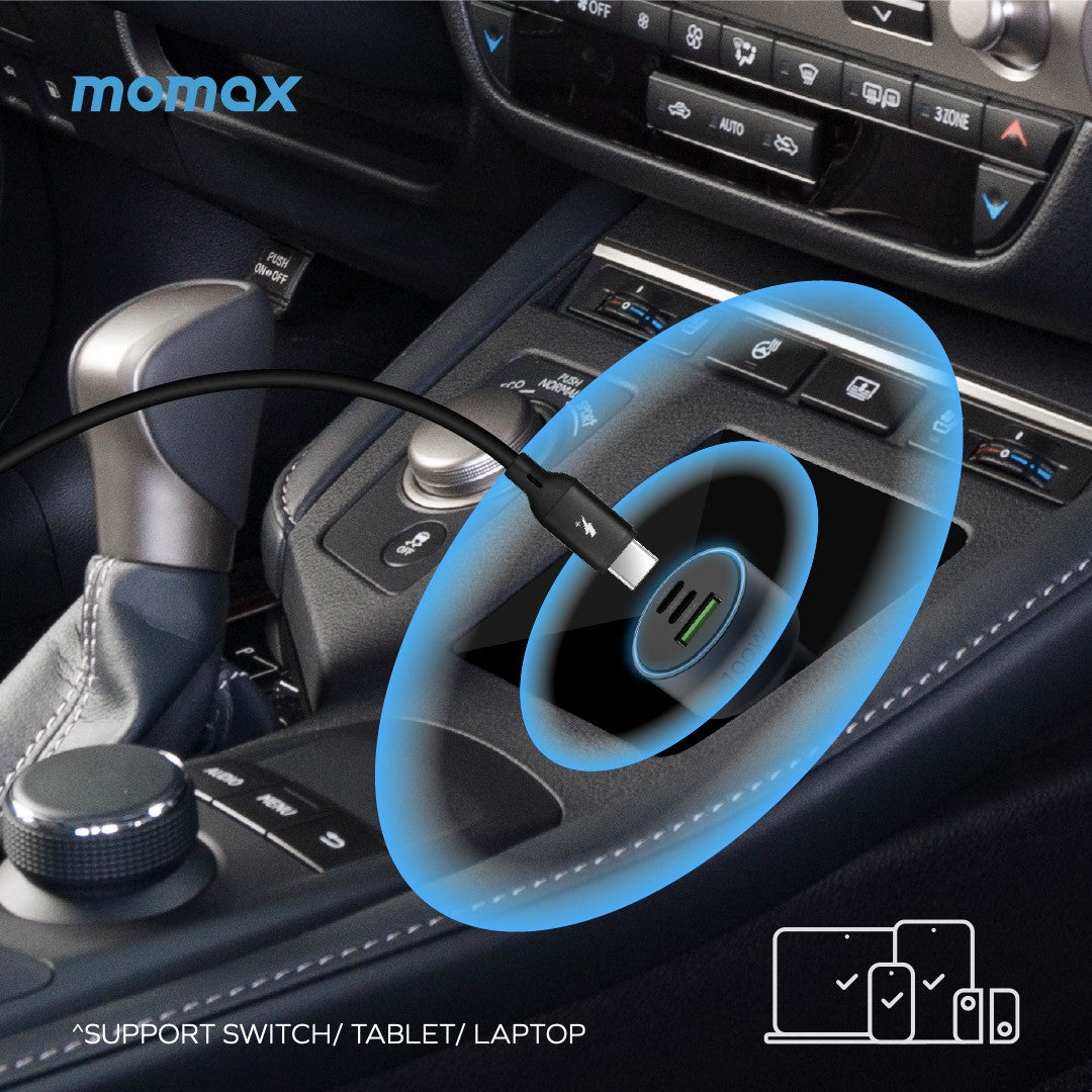 MOMAX MOVE UC17E 100W 3-Port Car Charger