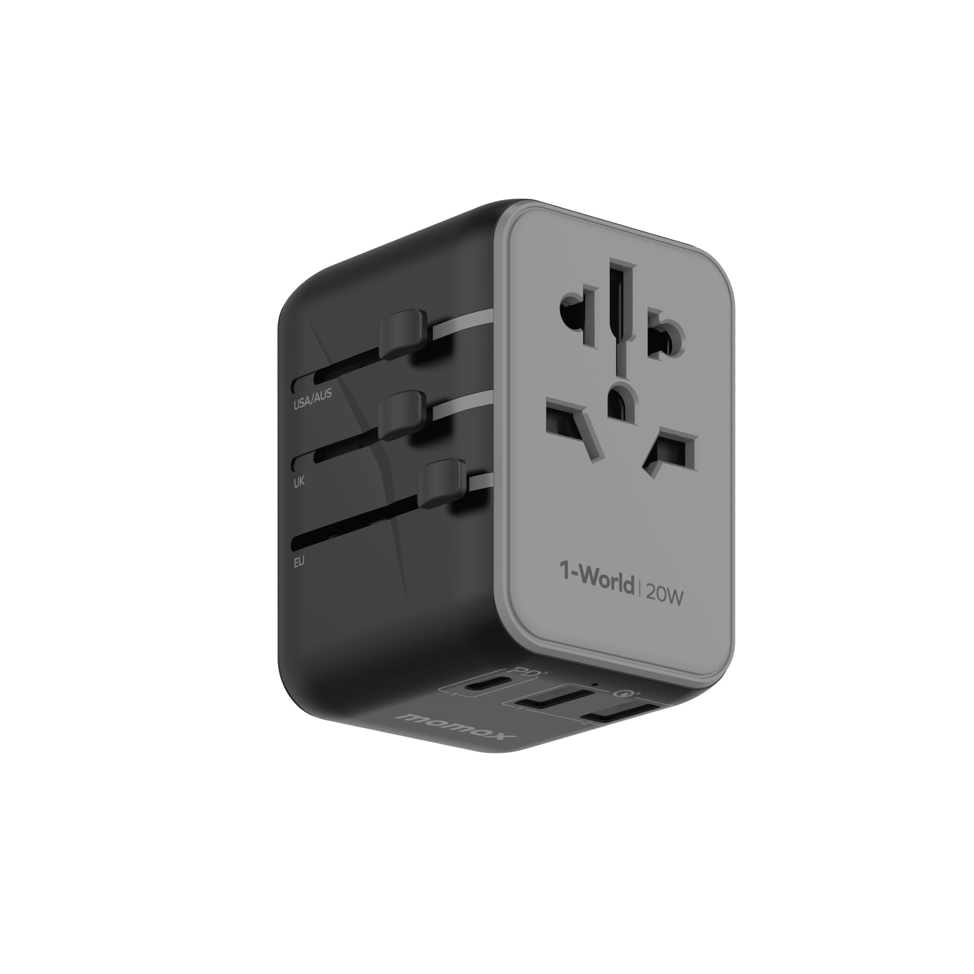 MOMAX UA11D 1-World 20W 3-Port+AC Travel Adapter (2xUSB, 1xUSB-C)