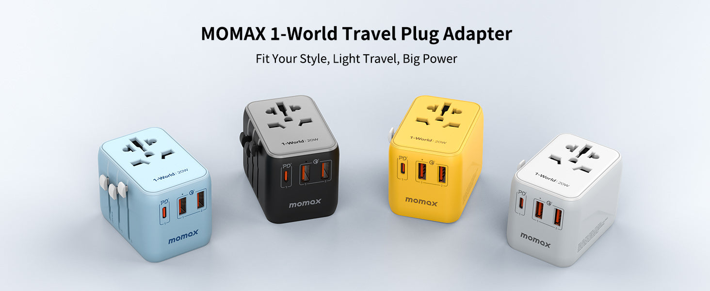 MOMAX UA11D 1-World 20W 3-Port+AC Travel Adapter (2xUSB, 1xUSB-C) MOMAX UA11D 1-World 20W 3-Port+AC Travel Adapter (2xUSB, 1xUSB-C)
