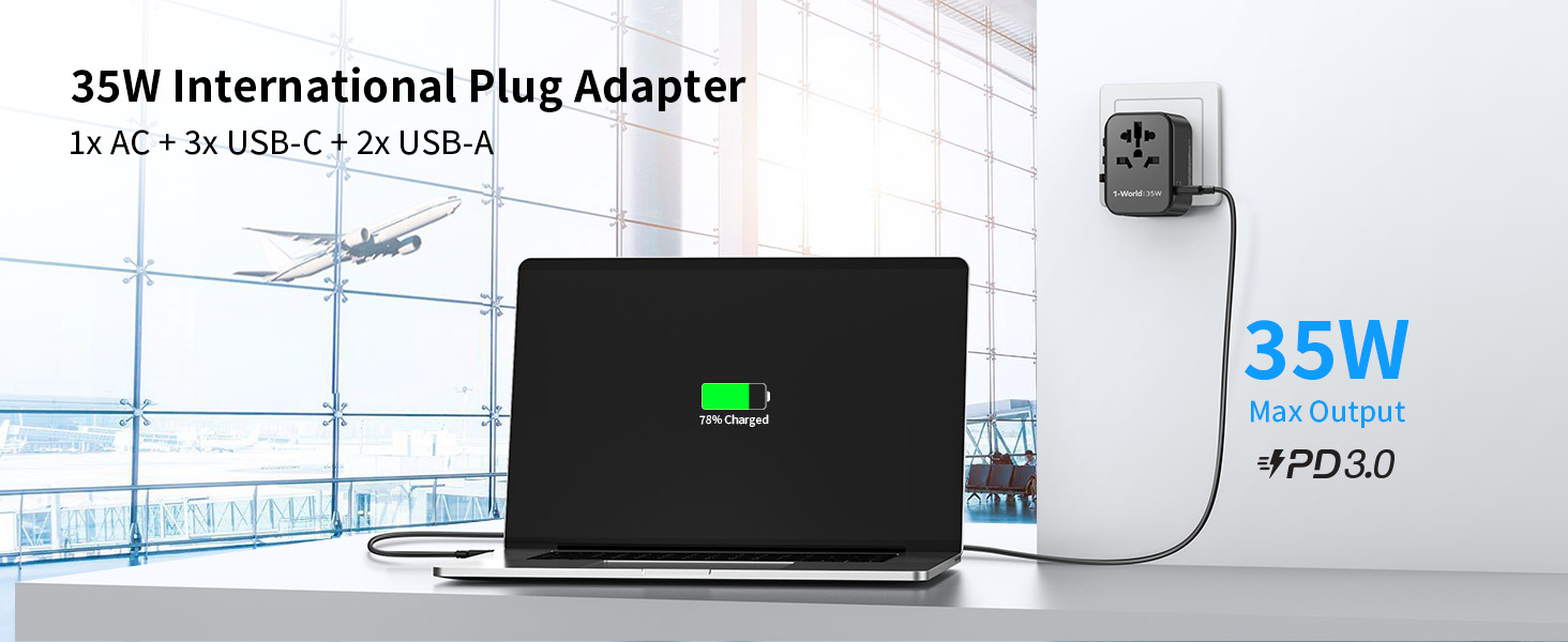 MOMAX UA9D 1-World 35W 5-Port+AC Travel Adapter (2xUSB, 3xUSB-C) MOMAX UA9D 1-World 35W 5-Port+AC Travel Adapter (2xUSB, 3xUSB-C)