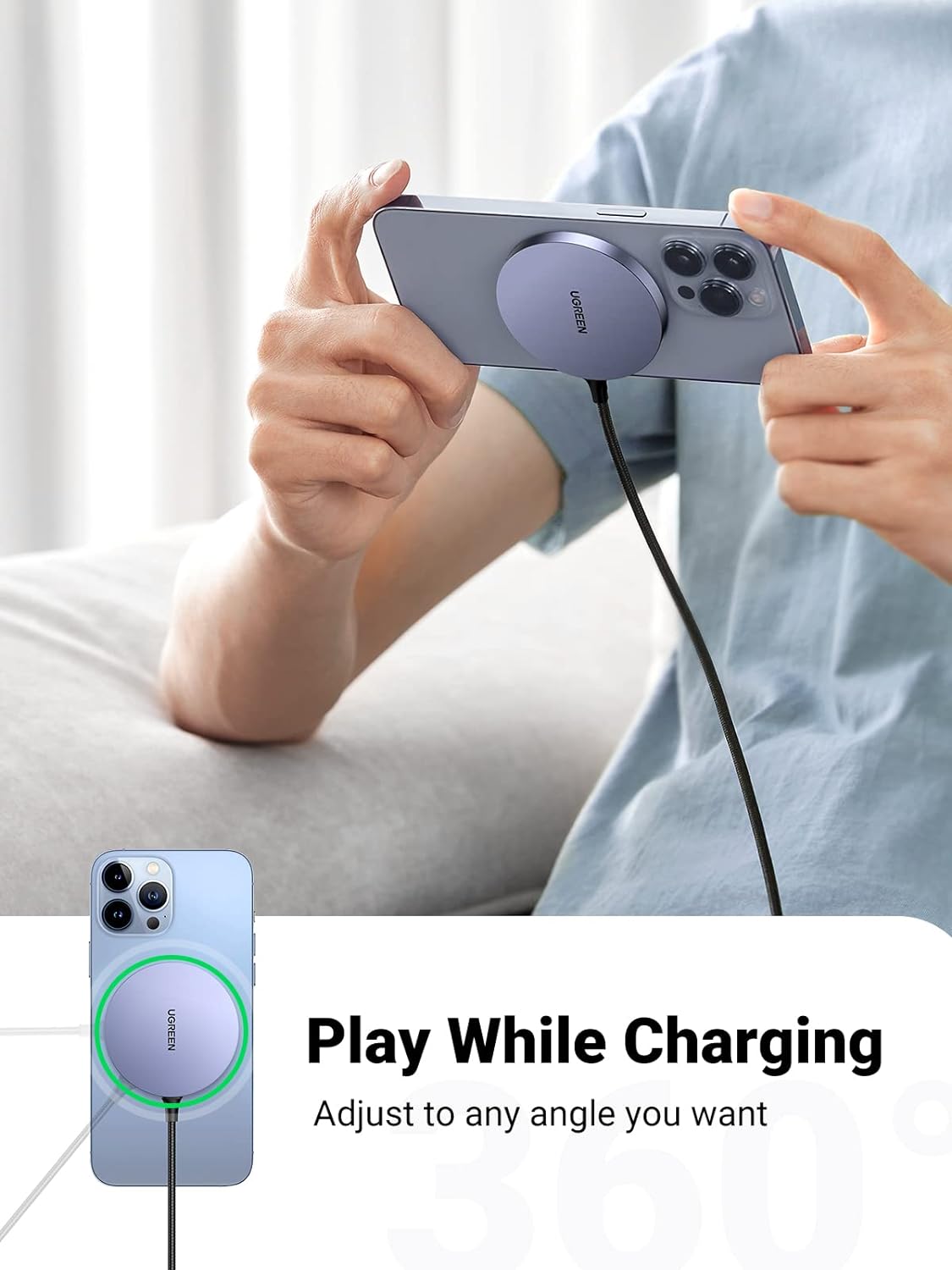 UGREEN 30233 Magnetic Wireless Charger 15W Max Qi