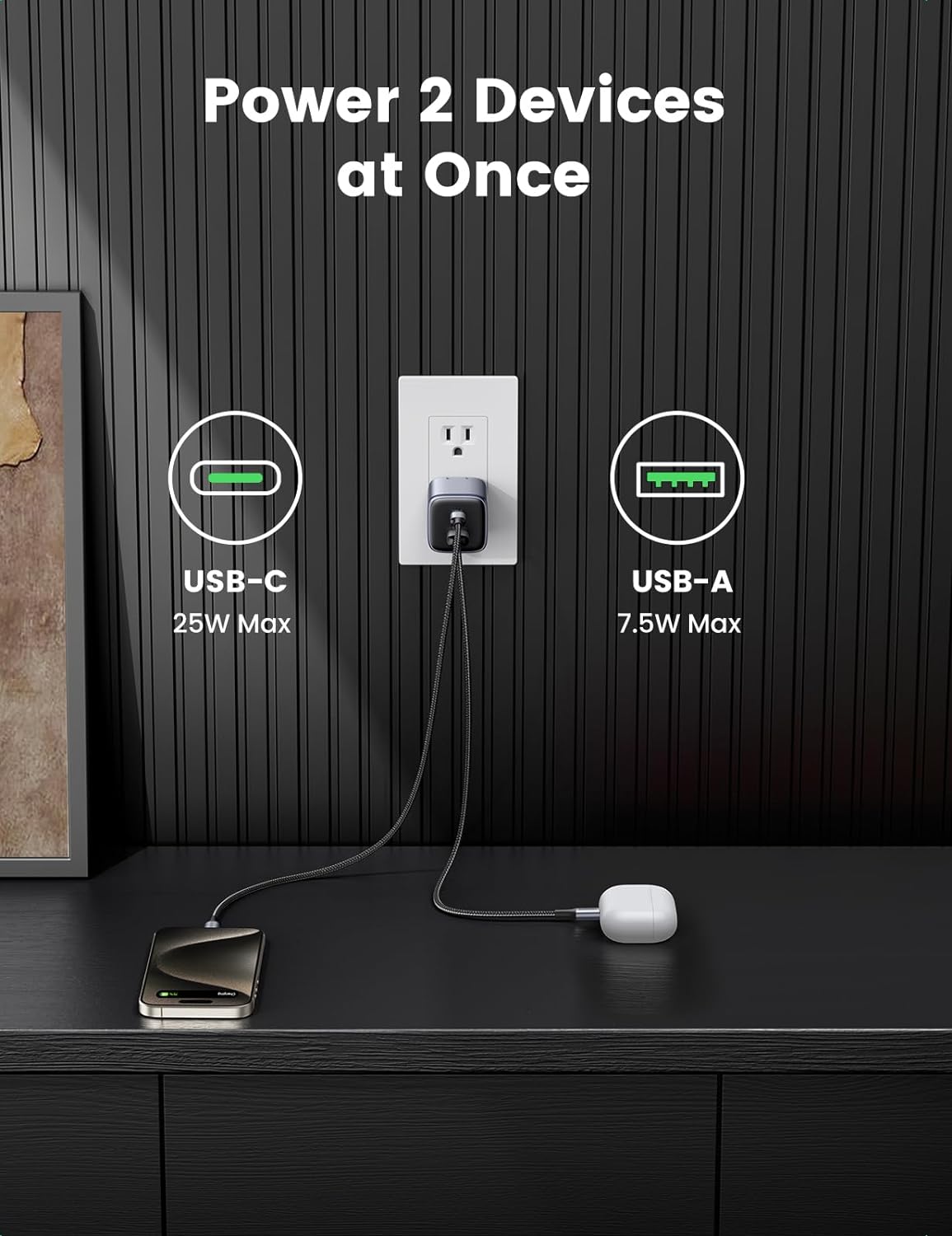 UGREEN 15538 NEXODE USB-C 35W GaN Foldable Fast Charger (Gray) US Plug