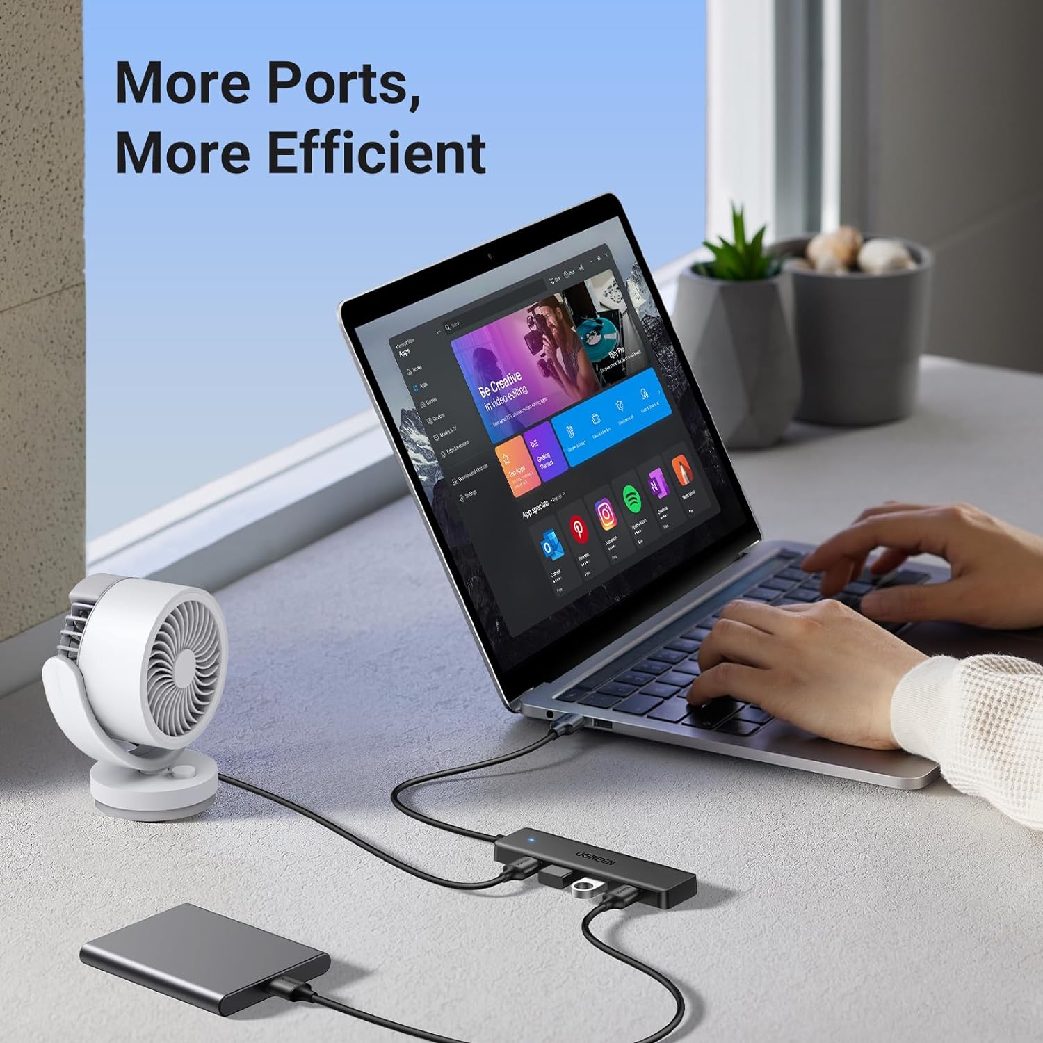UGREEN 25946 USB 3.0 Hub 4 Ports (0.6 Meter) USB A Splitter Ultra-Slim USB Expander