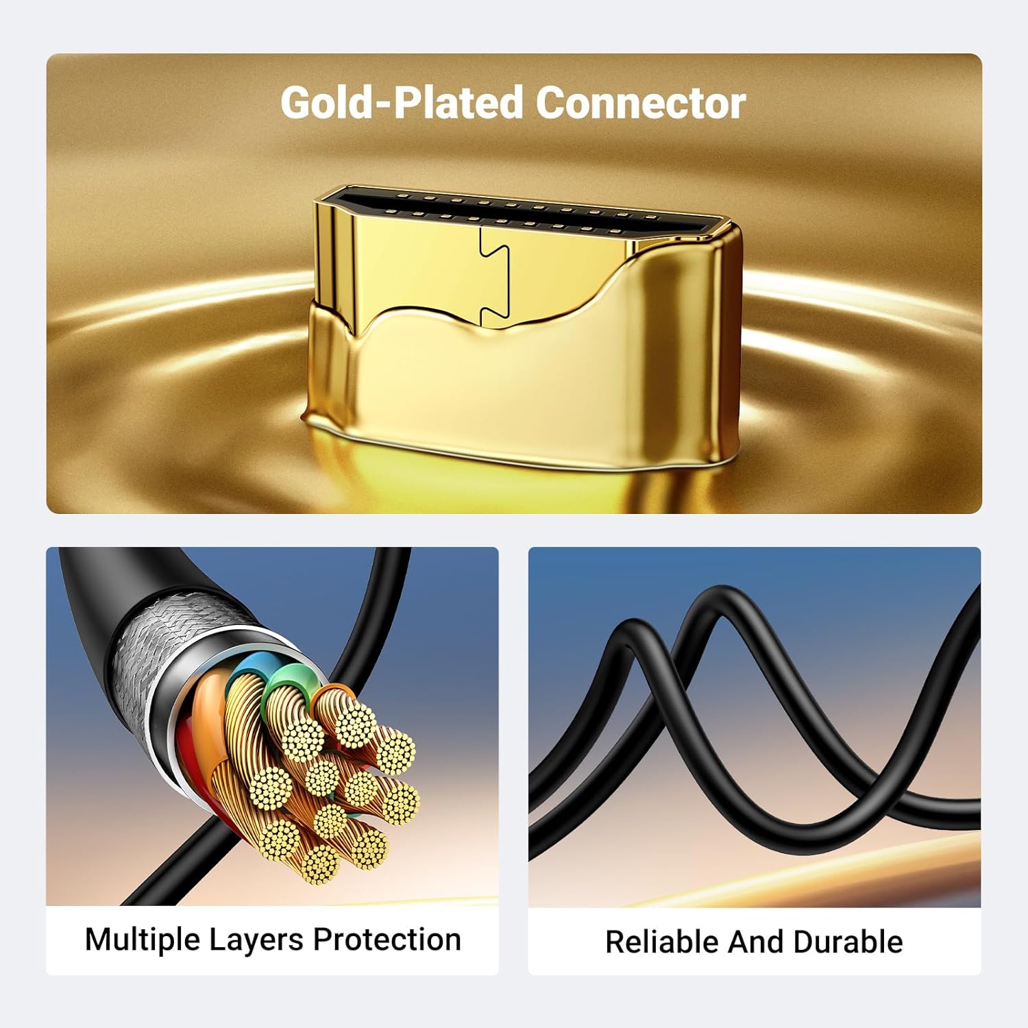 UGREEN 30104 Micro HDMI to HDMI Cable (3 Meter) 4K@60Hz Support 3D HDR ARC Ethernet Audio Return
