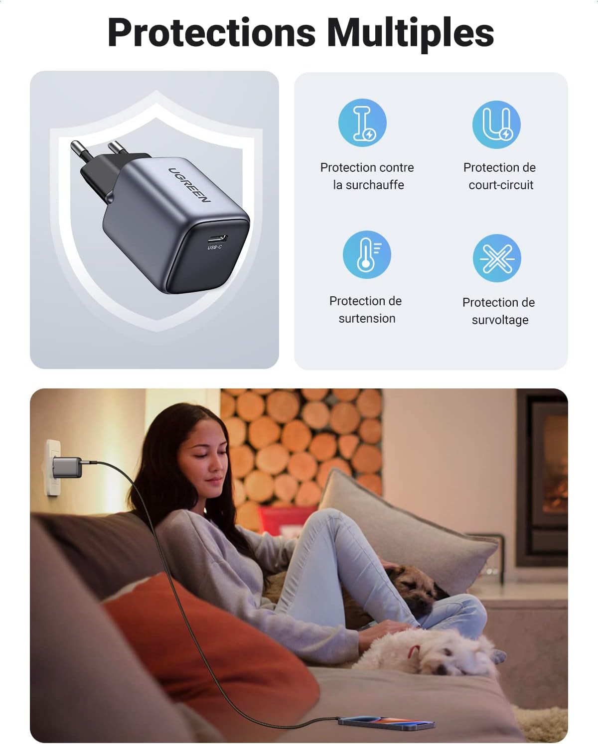 Buy UGREEN 90664 Nexode 20W USB C Foldable GaN Wall Charger (EU Plug) Block Power Adapter for iPhone 17/16/15/14/Pro Max/13/12/SE/11 Online in Pakistan - UGREEN PK