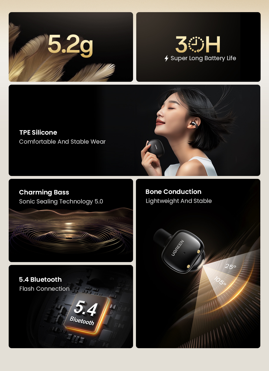 UGREEN 35296 HiTune S3 Wireless Bluetooth 5.4 Earphones Open Ear Noise Reduction (IPX5 Waterproof) UGREEN 35296 HiTune S3 Wireless Bluetooth 5.4 Earphones Open Ear Noise Reduction (IPX5 Waterproof)