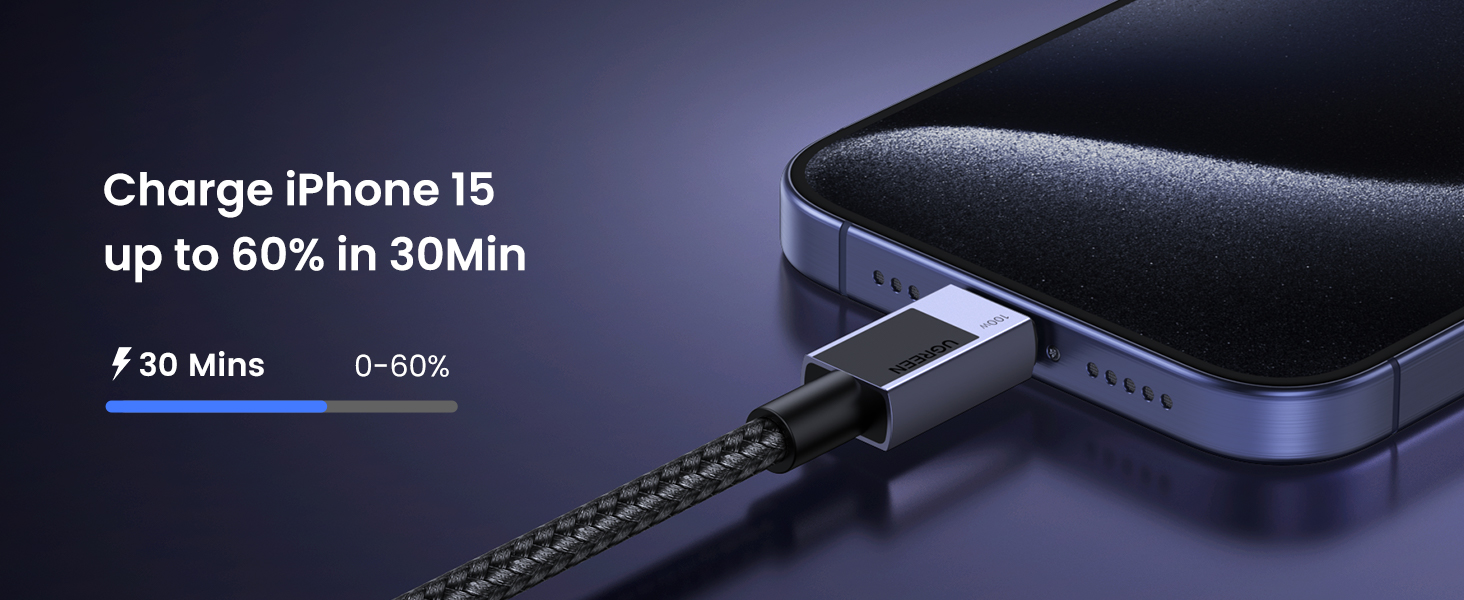 UGREEN 45064 USB-C TO USB-C Cable 100W PD Fast Charging Cable (2 Meter) Compatible with iPhone 17-15/Plus/Pro/Pro Max UGREEN 45064 USB-C TO USB-C Cable 100W PD Fast Charging Cable (2 Meter) Compatible with iPhone 17-15/Plus/Pro/Pro Max