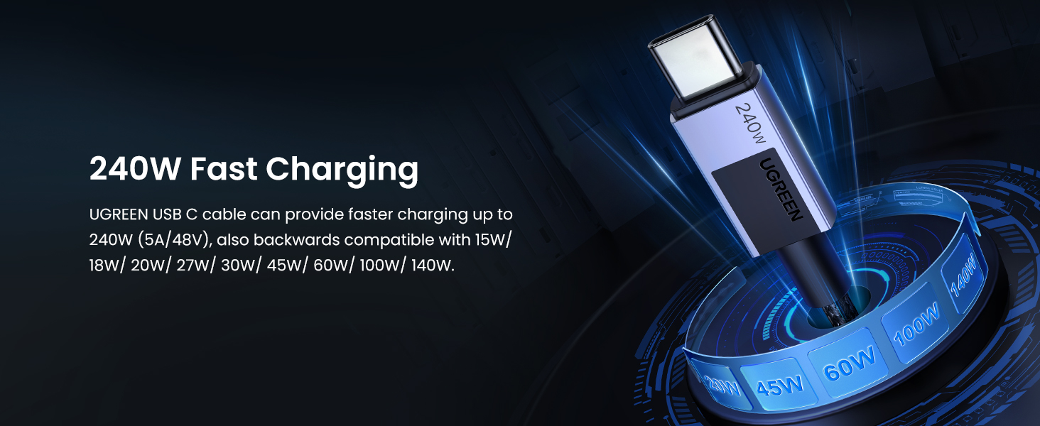 UGREEN 45068 USB-C TO USB-C Cable 240W PD Fast Charging Cable (2 Meter) Compatible with iPhone 16/15/Plus/Pro/Pro Max UGREEN 45067 USB-C TO USB-C Cable 240W PD Fast Charging Cable