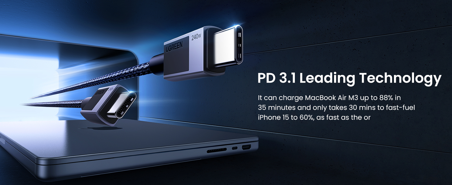 UGREEN 45068 USB-C TO USB-C Cable 240W PD Fast Charging Cable (2 Meter) Compatible with iPhone 16/15/Plus/Pro/Pro Max UGREEN 45067 USB-C TO USB-C Cable 240W PD Fast Charging Cable