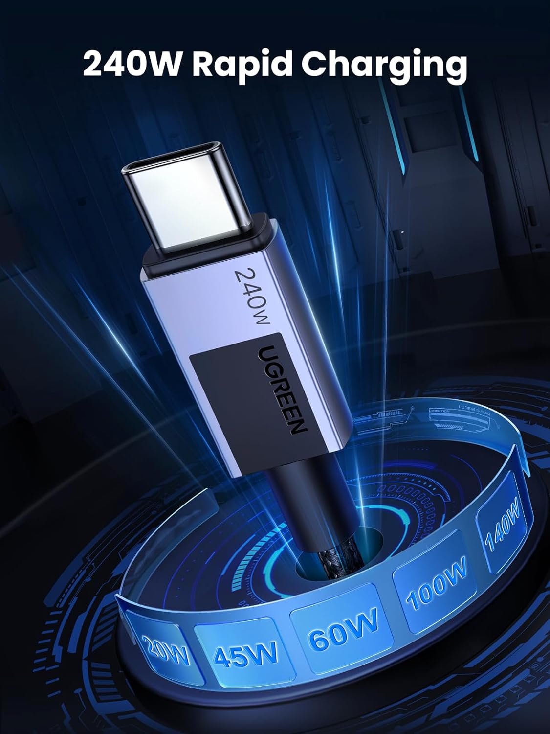 UGREEN 45068 USB-C TO USB-C Cable 240W PD Fast Charging Cable (2 Meter) Compatible with iPhone 16/15/Plus/Pro/Pro Max