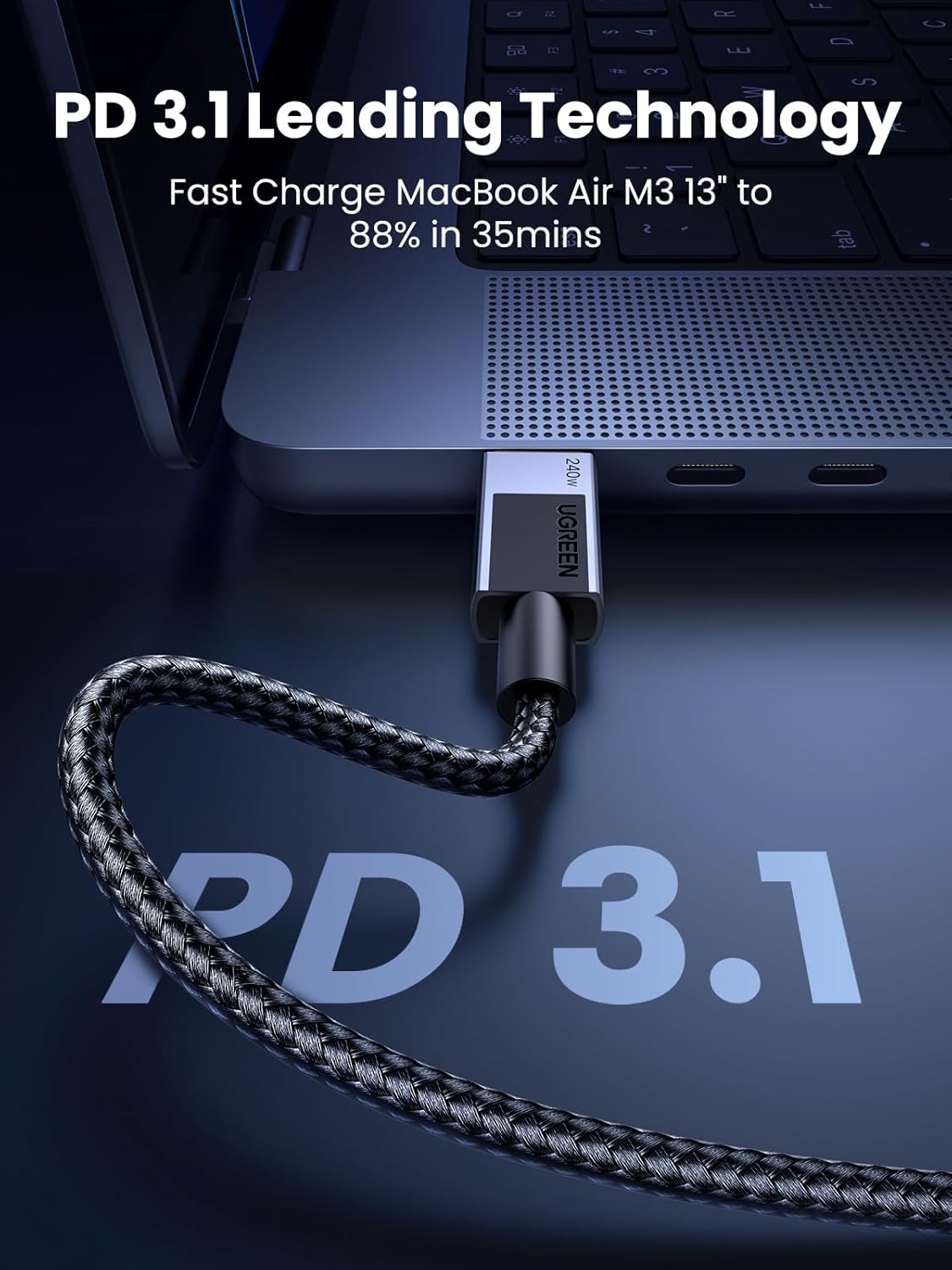 UGREEN 45068 USB-C TO USB-C Cable 240W PD Fast Charging Cable (2 Meter) Compatible with iPhone 16/15/Plus/Pro/Pro Max