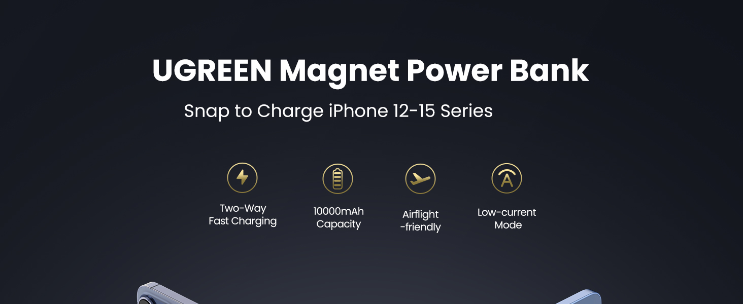 UGREEN 15086 Magnetic Power Bank 10000mAh Battery Compatible with Magsafe iPhone 12-17 Series