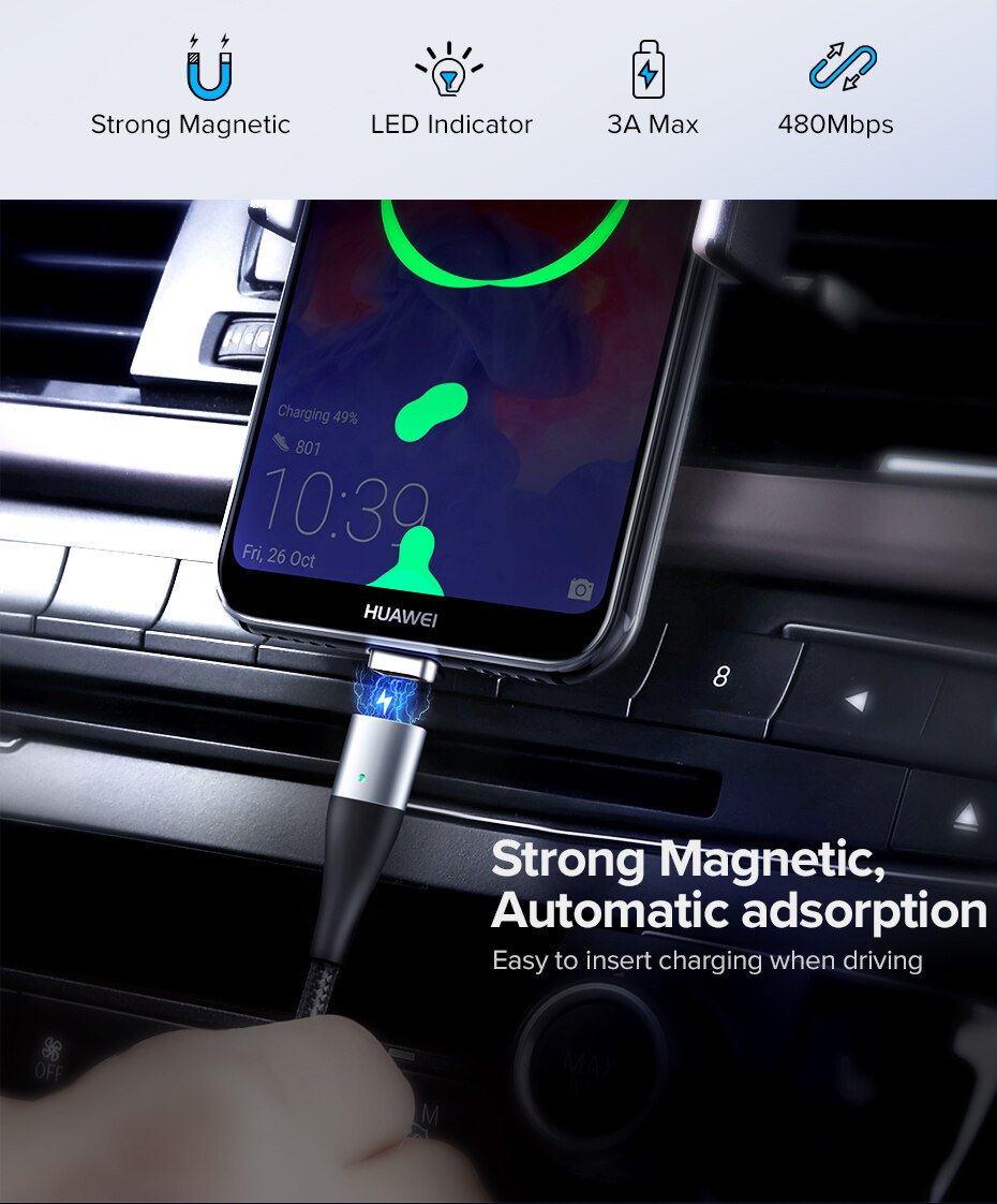 UGREEN 60207 Magnetic Charging Cable with 3A USB-C & Micro USB Plugs (1 Meter) Qualcomm 3.0 Quick Charge UGREEN 60207 Magnetic Charging Cable with 3A USB-C & Micro USB Plugs (1 Meter) Qualcomm 3.0 Quick Charge