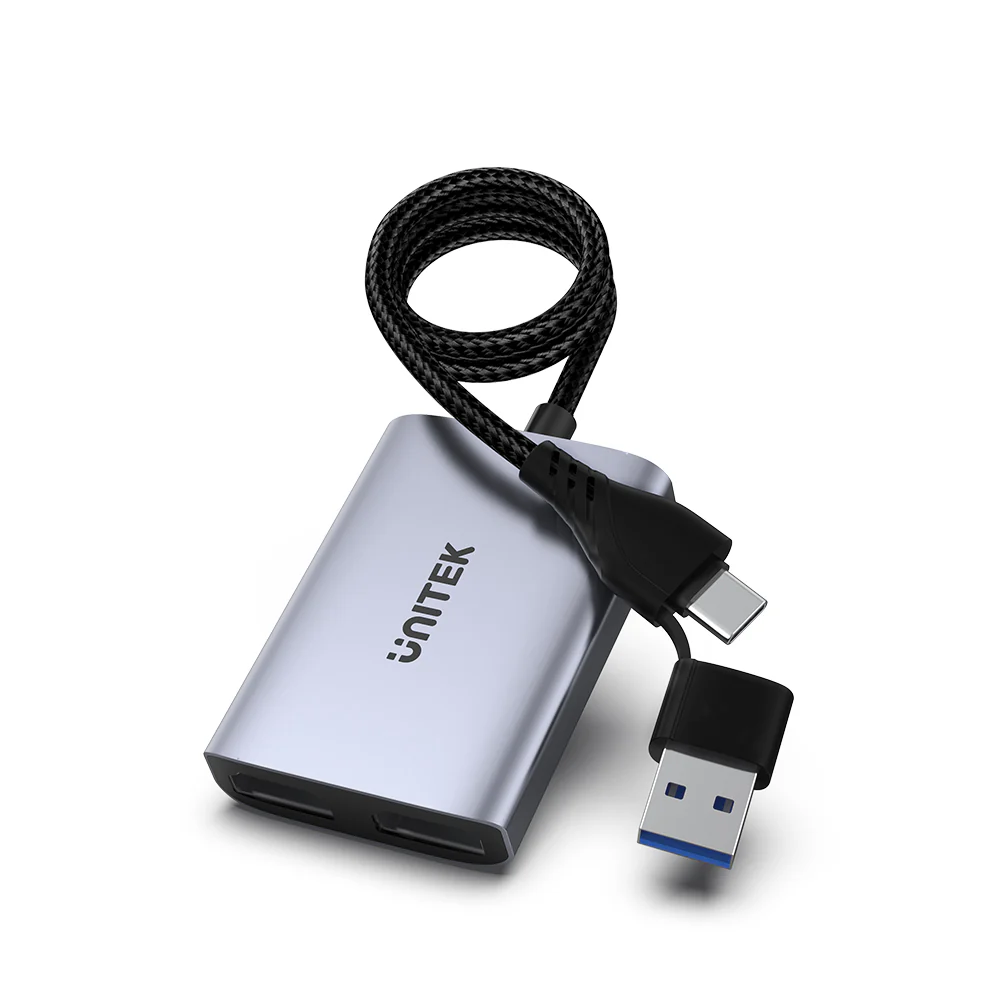 UNITEK 2-in-2 USB-C and USB-A to Dual HDMI Adapter