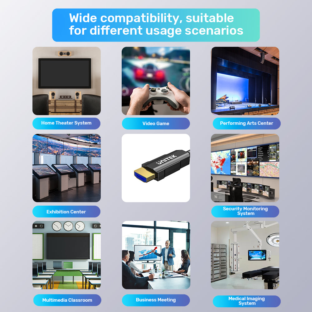 UNITEK 4K Fiber Optic HDMI Cable (15 Meter) 4K@60Hz