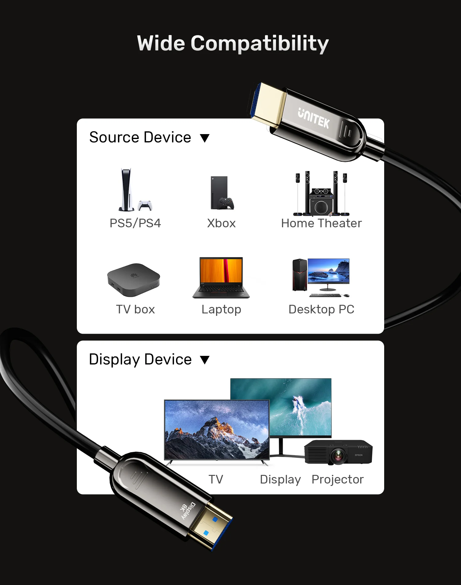 UNITEK 8K Fiber Optic HDMI Cable (10 Meter) 8K@60Hz UNITEK 8K Fiber Optic HDMI Cable (10 Meter) 8K@60Hz