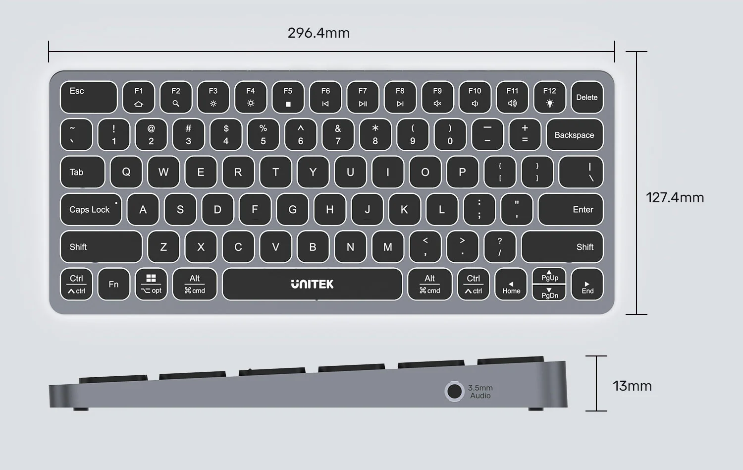 UNITEK Keyboard with 9-in-1 USB-C Hub, 3x USB 3.0, 4K HDMI, SD Card, AUX, 100W PD Charging UNITEK Keyboard with 9-in-1 USB-C Hub, 3x USB 3.0, 4K HDMI, SD Card, AUX, 100W PD Charging