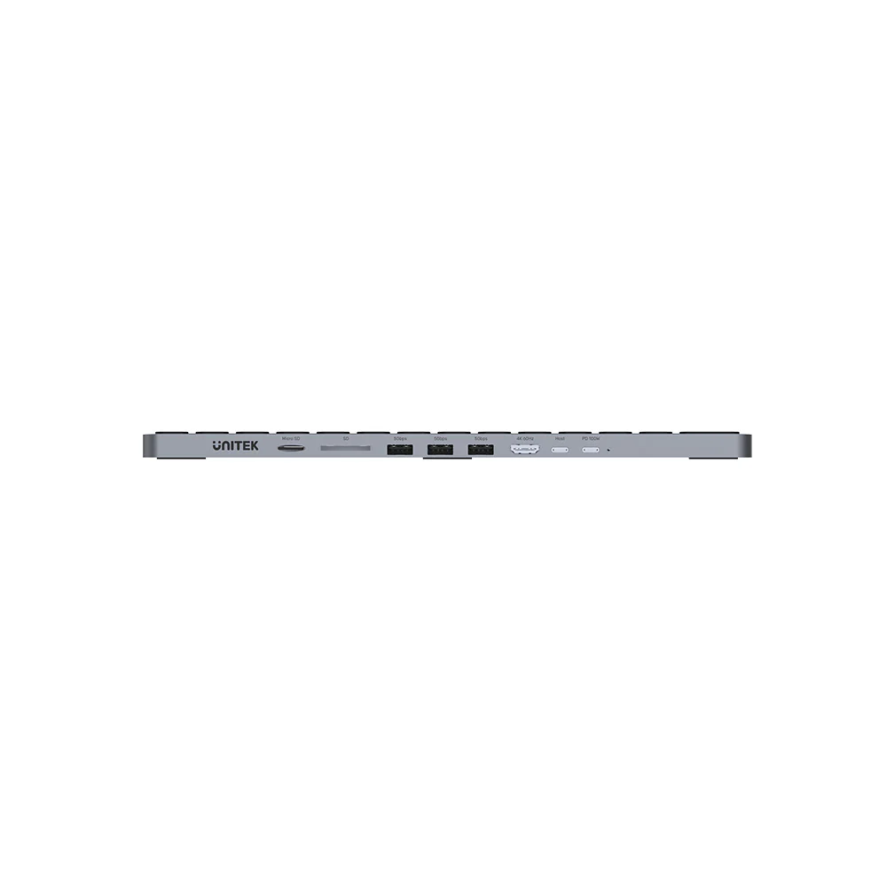 UNITEK Keyboard with 9-in-1 USB-C Hub, 3x USB 3.0, 4K HDMI, SD Card, AUX, 100W PD Charging