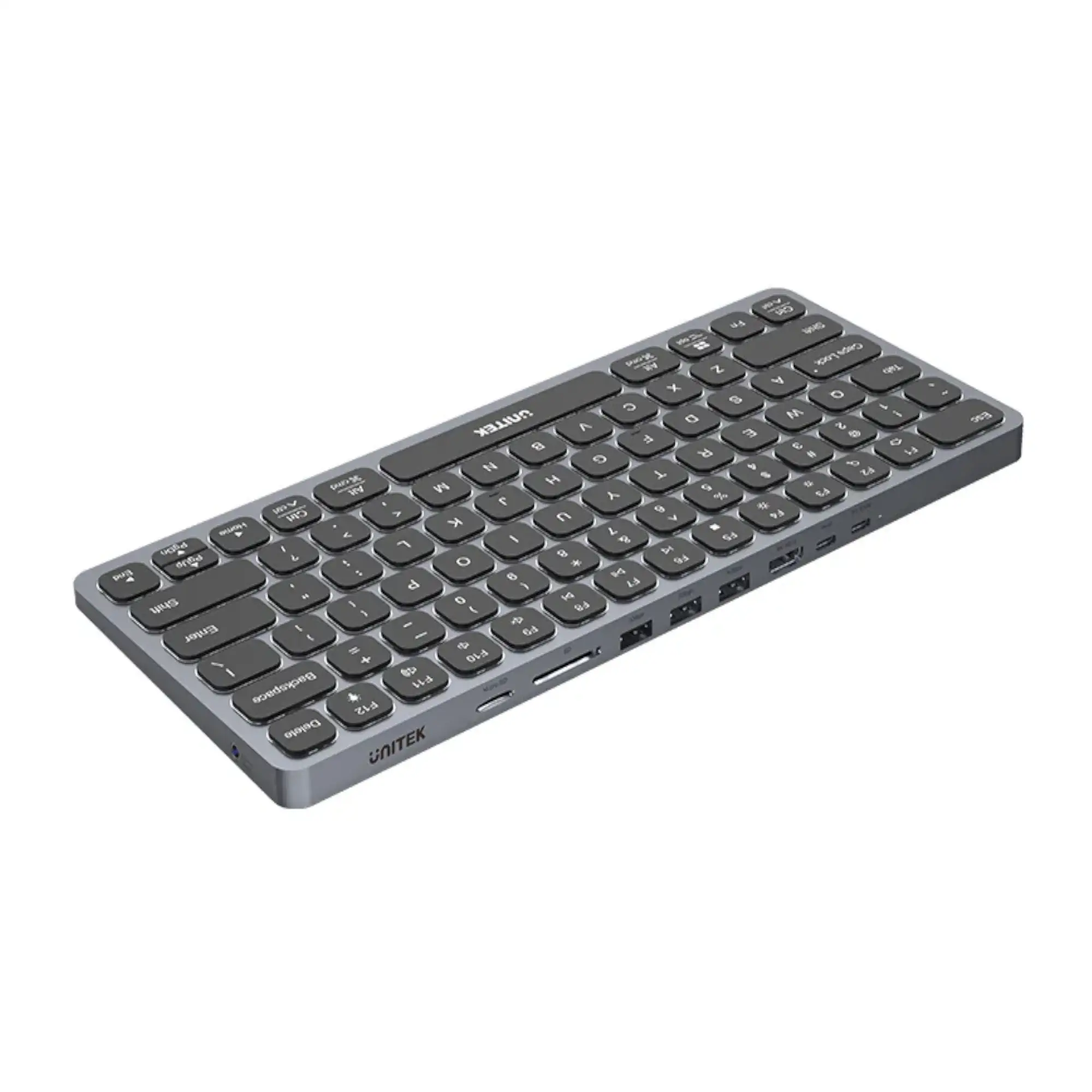 UNITEK Keyboard with 9-in-1 USB-C Hub, 3x USB 3.0, 4K HDMI, SD Card, AUX, 100W PD Charging