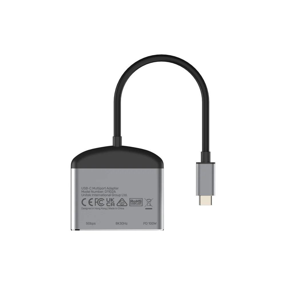 UNITEK USB-C to HDMI 8K Adapter with USB 3.0 and PD 100W Charging