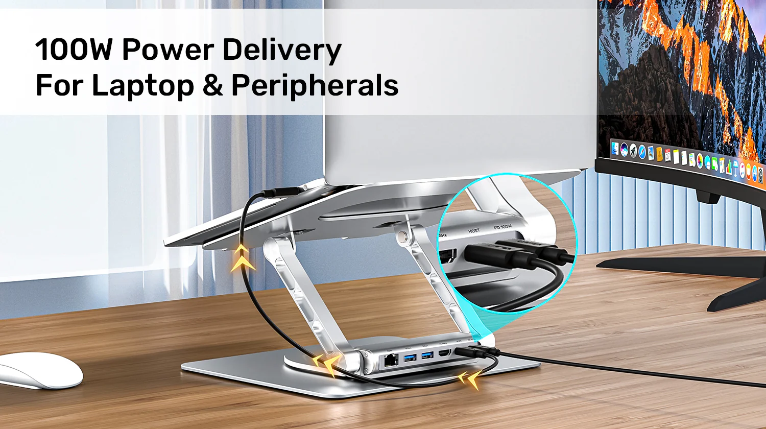 UNITEK Laptop Stand with Detachable USB-C Hub 360° Rotating Base Tilt Design Supports up to 15.6 UNITEK Laptop Stand with Detachable USB-C Hub 360° Rotating Base Tilt Design Supports up to 15.6