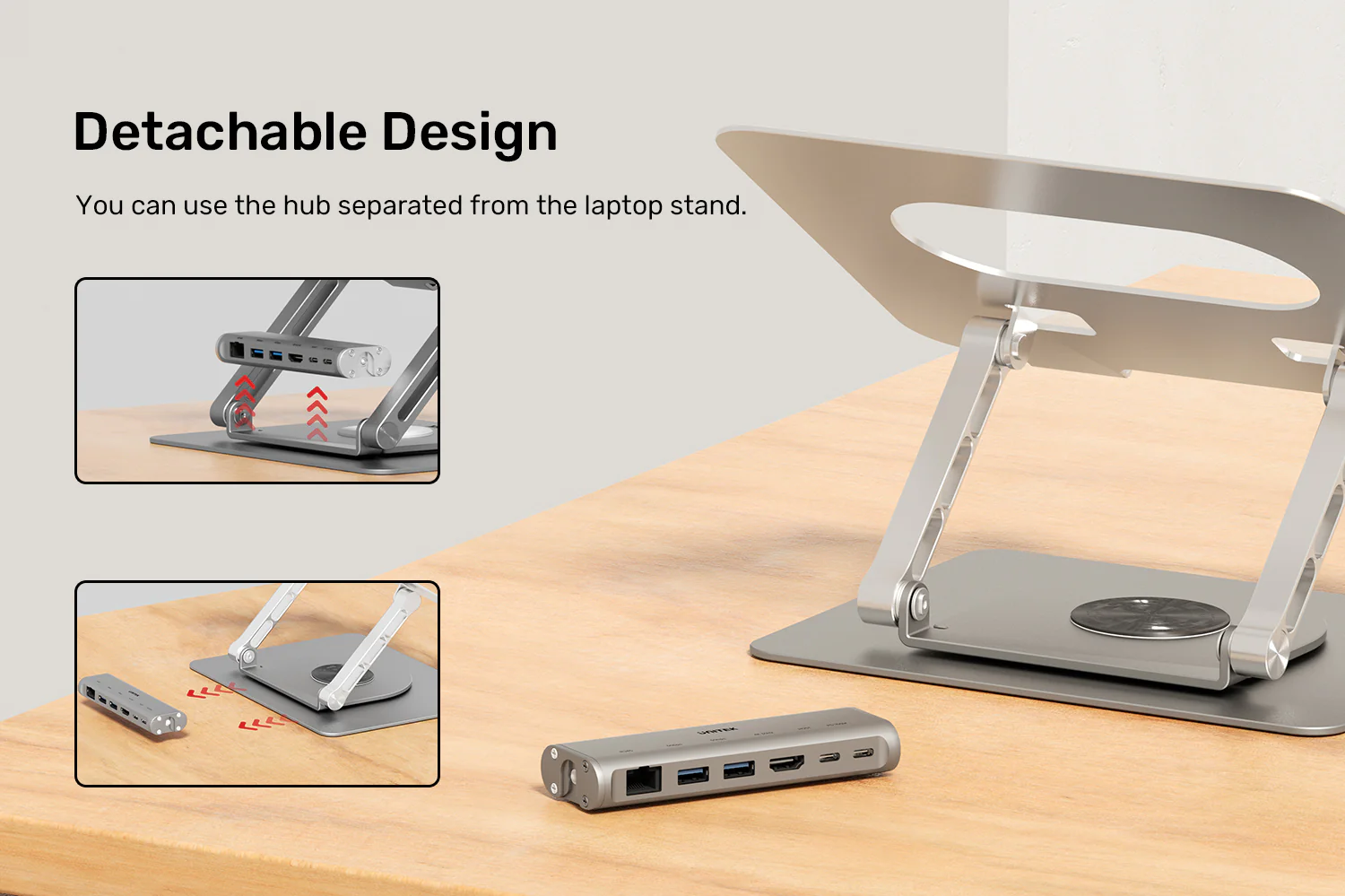 UNITEK Laptop Stand with Detachable USB-C Hub 360° Rotating Base Tilt Design Supports up to 15.6 UNITEK Laptop Stand with Detachable USB-C Hub 360° Rotating Base Tilt Design Supports up to 15.6