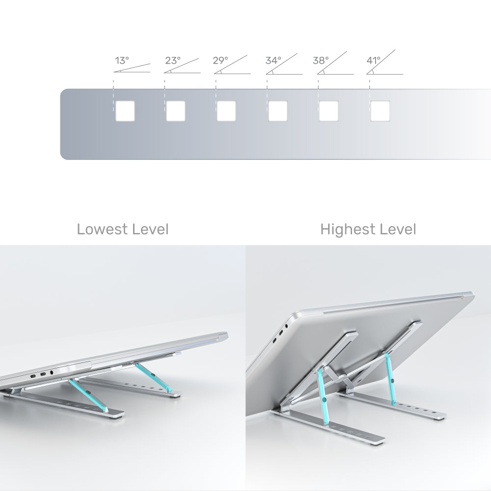 UNITEK OT155SL Mechanical Foldable Laptop Stand Adjustable with 6 Tilt Angles UNITEK OT155SL Mechanical Foldable Laptop Stand Adjustable with 6 Tilt Angles