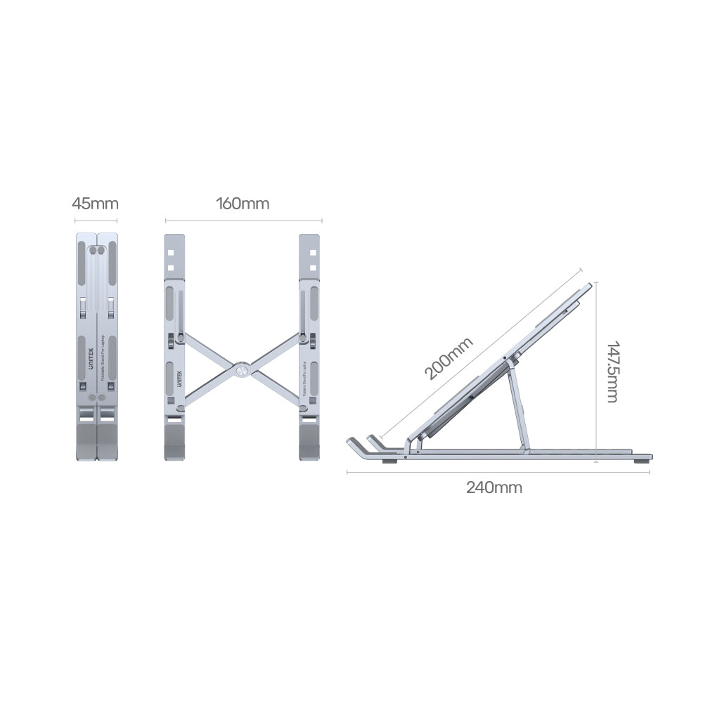 UNITEK OT155SL Mechanical Foldable Laptop Stand Adjustable with 6 Tilt Angles UNITEK OT155SL Mechanical Foldable Laptop Stand Adjustable with 6 Tilt Angles