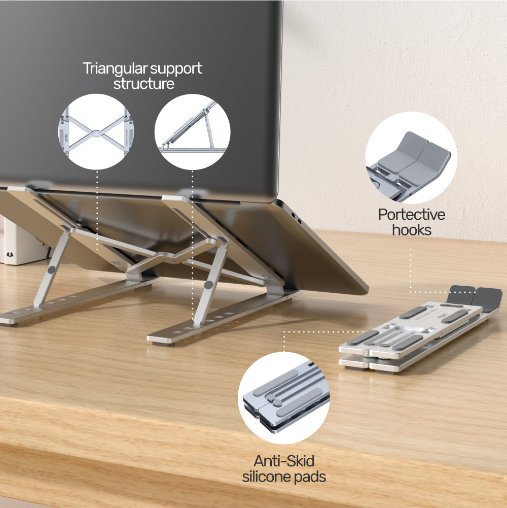 UNITEK OT155SL Mechanical Foldable Laptop Stand Adjustable with 6 Tilt Angles UNITEK OT155SL Mechanical Foldable Laptop Stand Adjustable with 6 Tilt Angles