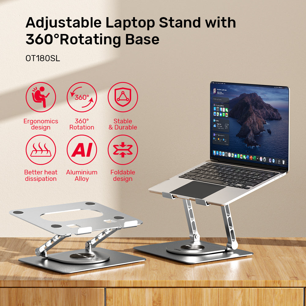 UNITEK OT180SL Adjustable Laptop Stand with 360° Rotating Base UNITEK OT180SL Adjustable Laptop Stand with 360° Rotating Base