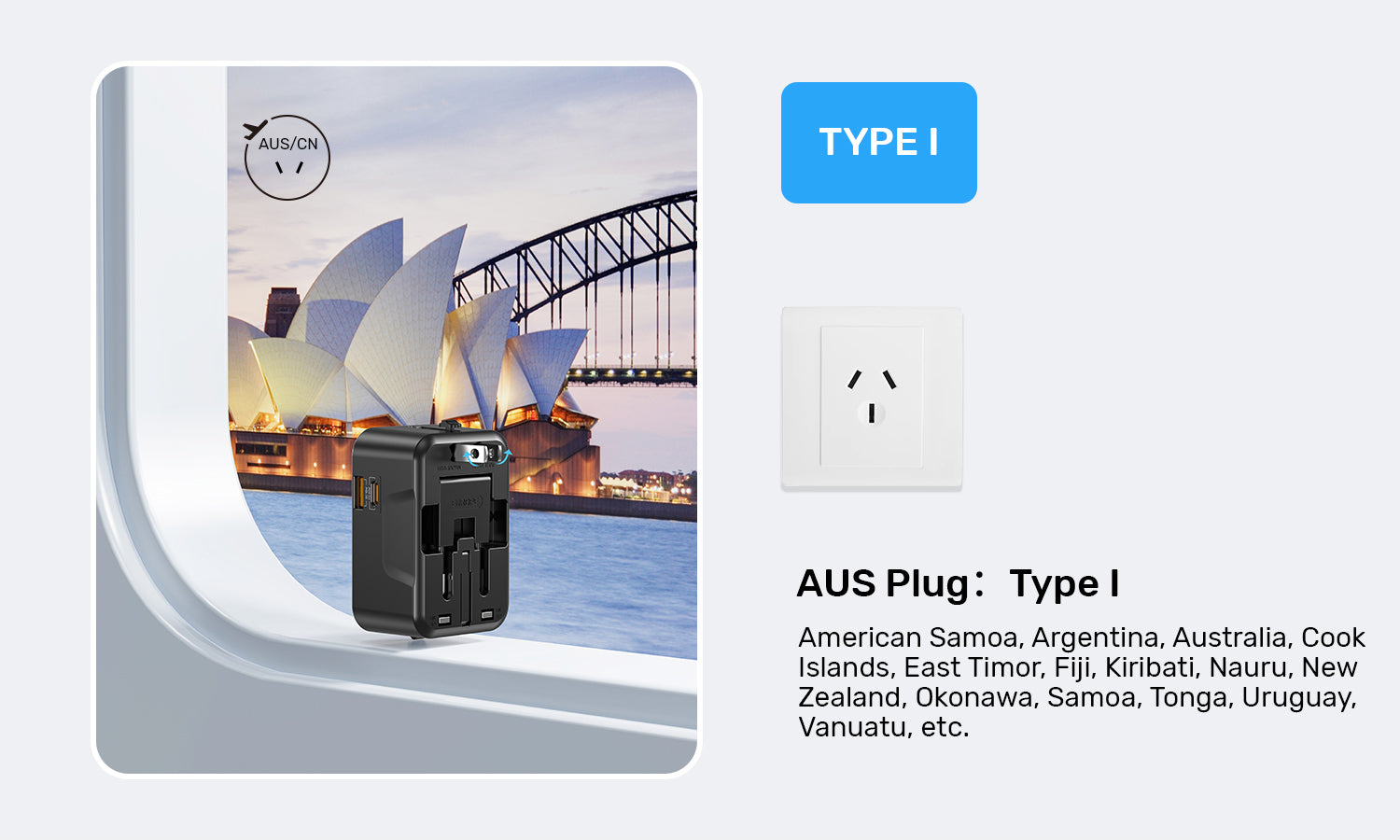 UNITEK 20W Universal Travel Adapter Dual USB-C PD & USB-A QC 3.0 Fast Charging Ports UNITEK 20W Universal Travel Adapter Dual USB-C PD & USB-A QC 3.0 Fast Charging Ports