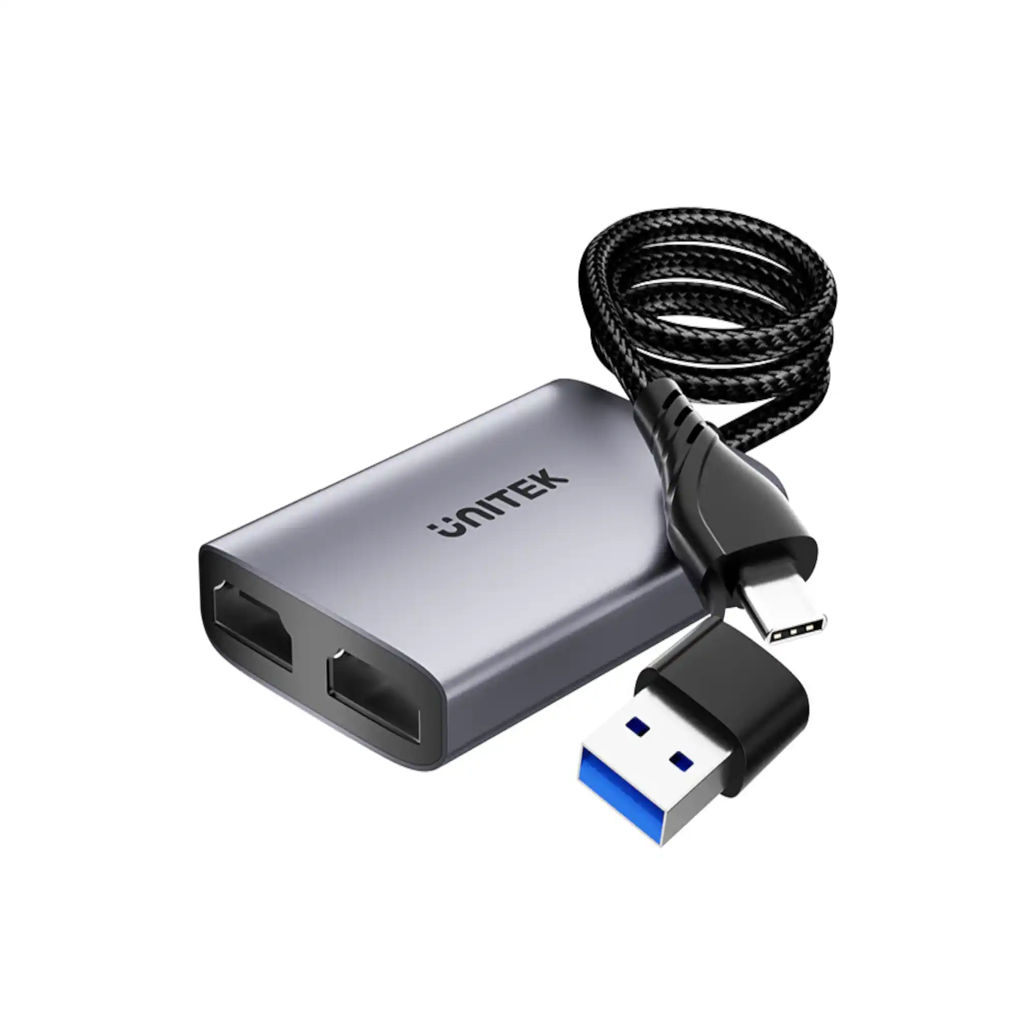 UNITEK V1427A01 2-in-2 USB-C and USB-A to Dual HDMI Adapter